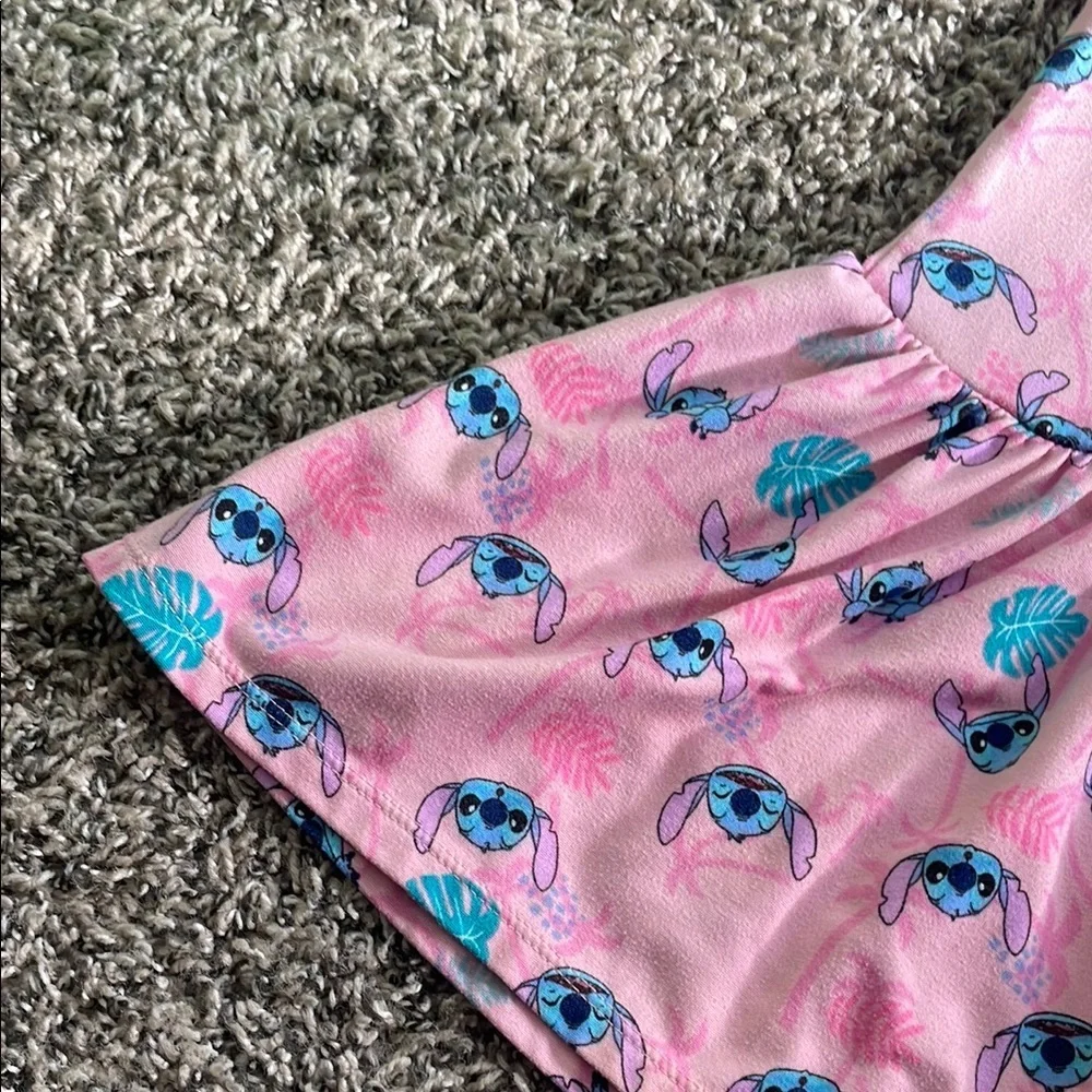Pink Sleeveless Dress with Blue and Green Floral Print